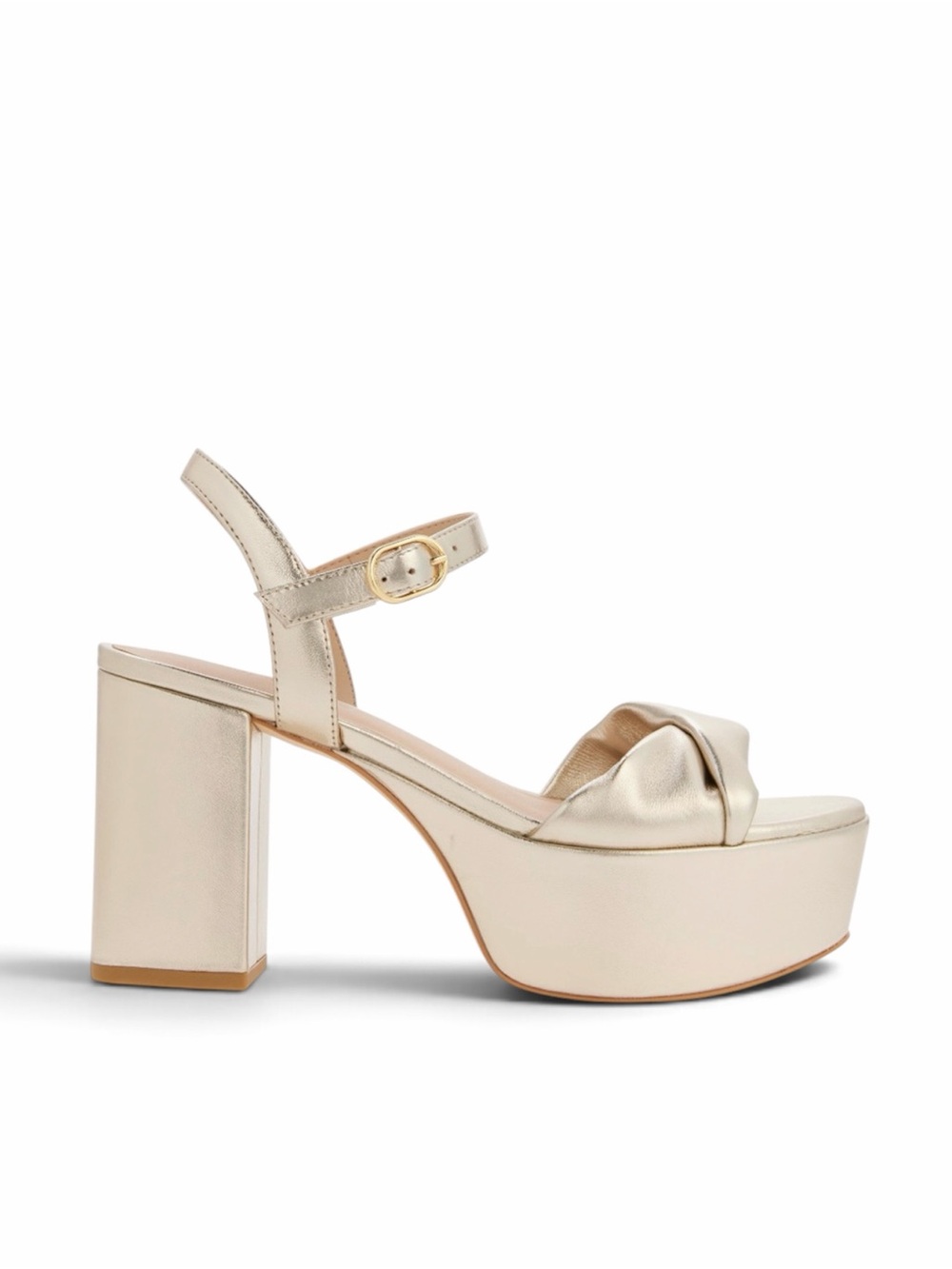 Stuart Weitzman Everly Block Heel Platform Sandals in Gold, Size 10, NEW w/o Box